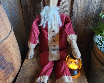 primitive Santa  Clause, St. Nick, handmade doll,