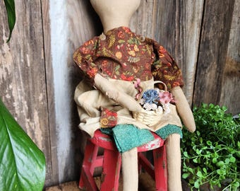 primitive doll, handmade doll, fall doll