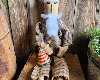 Primitive Uncle Sam doll, handmade summer decor