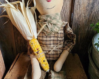 primitive scarecrow raggedy, halloween, handmade doll