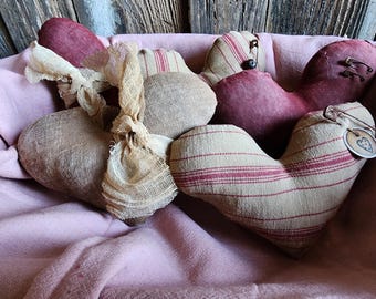 Primitive Valentine Hearts, ornies, bowl fillers, tucks