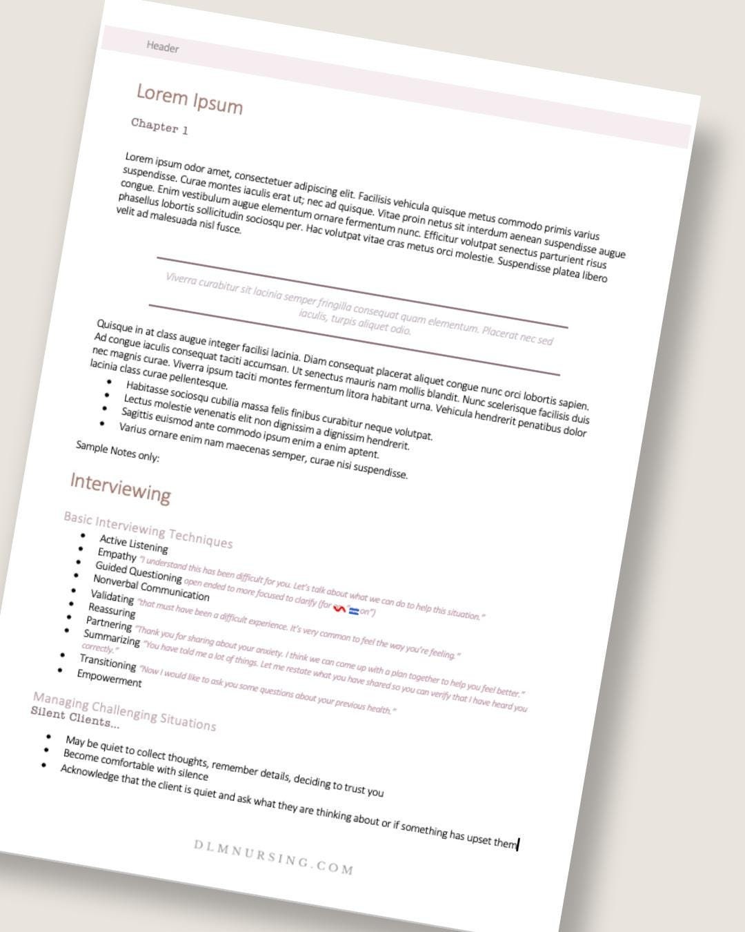 Nurse Note Taking Template | Medical Student Study Guide (MS Word) - Etsy