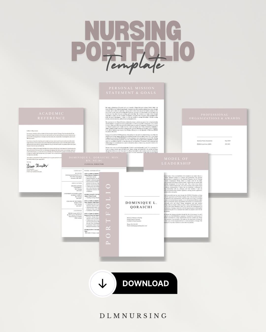 Nursing Portfolio Template Canva Editable Design Etsy