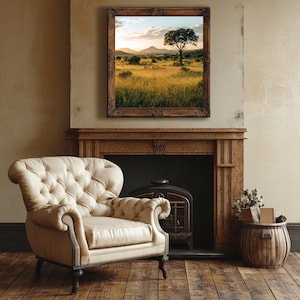 African Savannah Wall Art Bushfeldt Digital Print Africa Thorn Tree Wall Decor Acacia African Bush Scene Print
