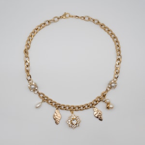 Upcycled gold charm necklace