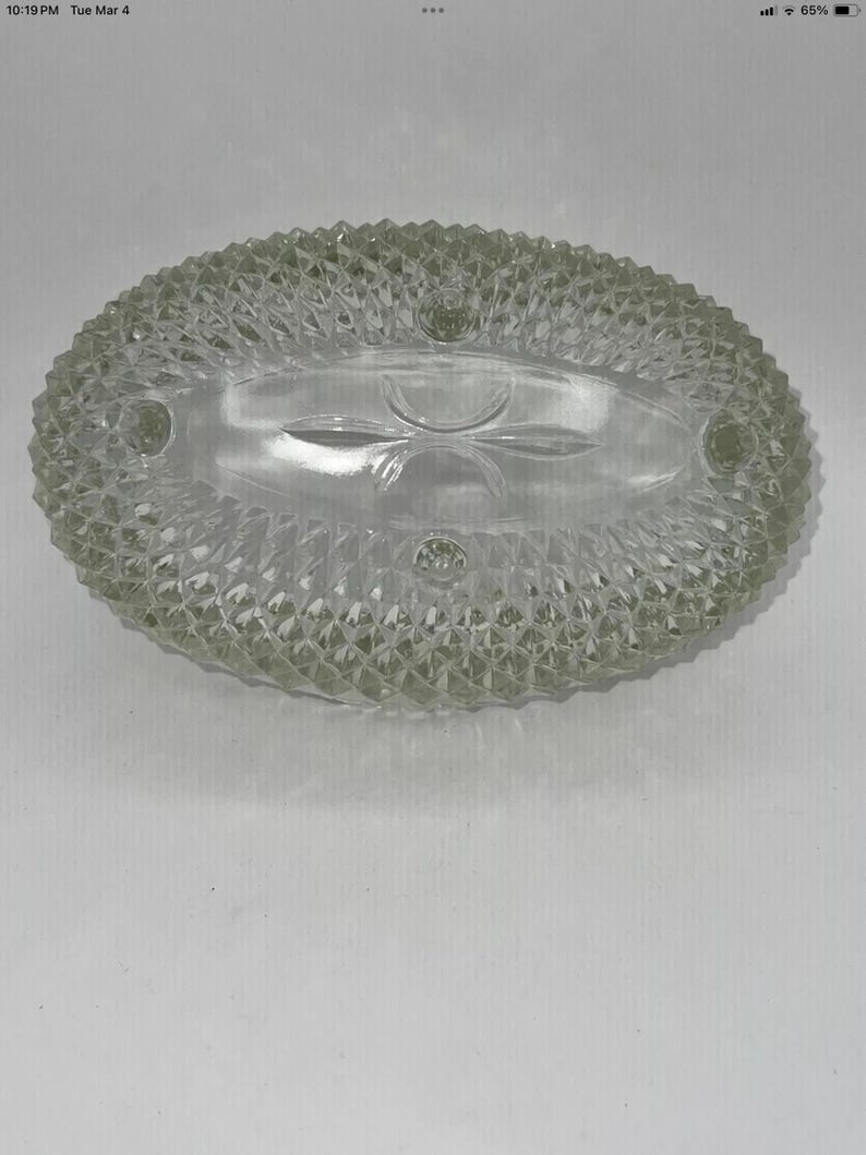 Vintage Indiana Glass Diamond Point Crystal 8.5