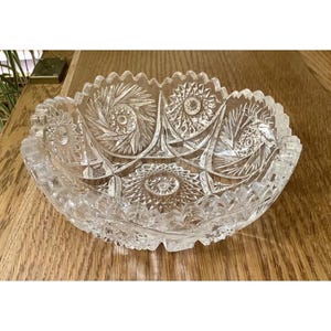 AMERICAN BRILLIANT Cut Glass Crystal Bowl 6.5” SawtoothEdge Candy Fruit Compote
