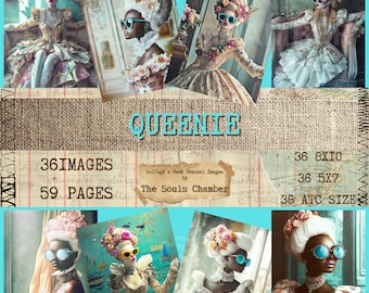 QUEENIE Queen Marie Antoinette Ephemera Junk Journal Scrapbooking Collage ATC Printable Pages Art Instant Download