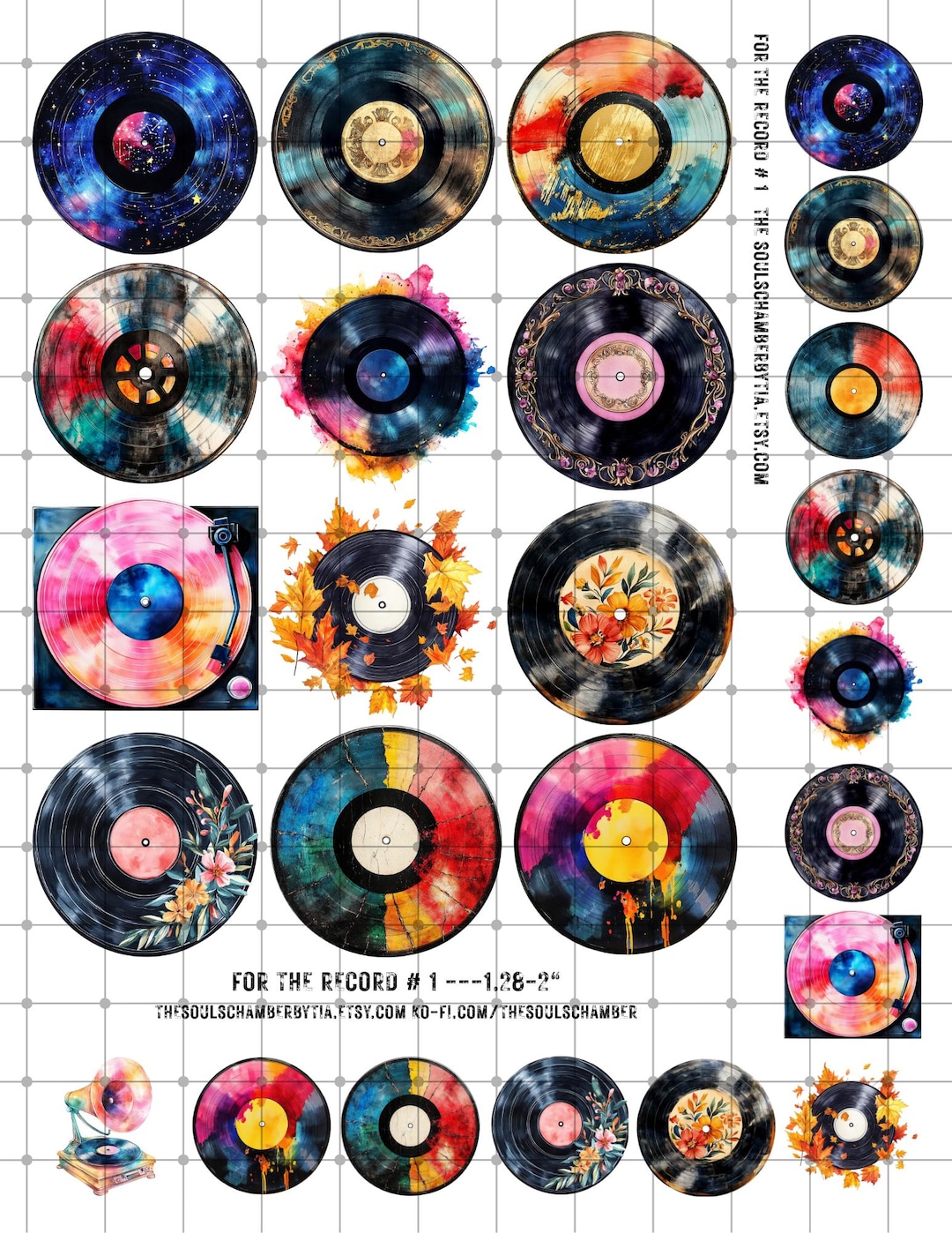 Vintage Vinyl Record Stickers: 80s Music Scrapbook Ephemera Junk ...