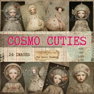 COSMO CUTIES  Ephemera Junk Journal Scrapbooking Collage ATC Printable Pages Art Instant Download astronaut shabby chic vintage victorian