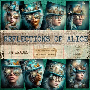 RIFLESSIONI di ALICE Ephemera Junk Journal Scrapbooking Collage ATC Pagine stampabili Arte Download istantaneo steampunk paese delle meraviglie cappellaio matto
