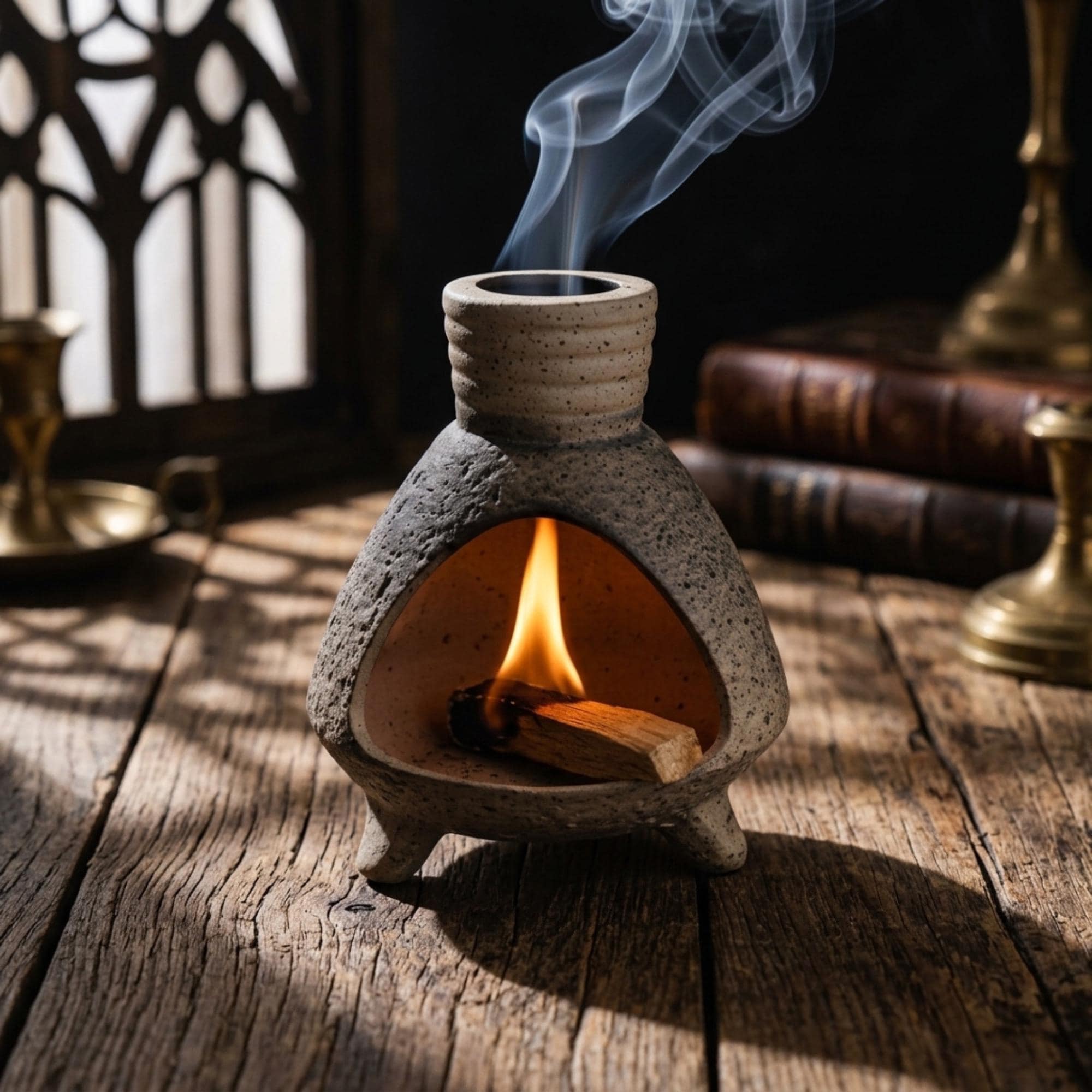 Mini Fireplace Palo Santo Burner | Dark Academia Altar Decor | Wabi