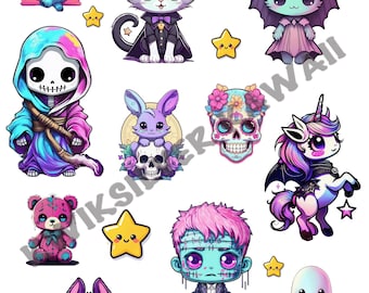 Pastel Goth Clip Art, Pastel Goth Digital Stickers, Halloween Clip Art, Creepy Kawaii Clip Art, Spooky Kawaii Digital Stickers