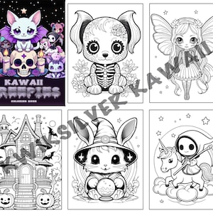 Kawaii Creepies DIGITAL DOWNLOAD Coloring Book, Pastel Goth Coloring Pages, Creepy Kawaii Colouring Book, Halloween Coloring, Adult Coloring