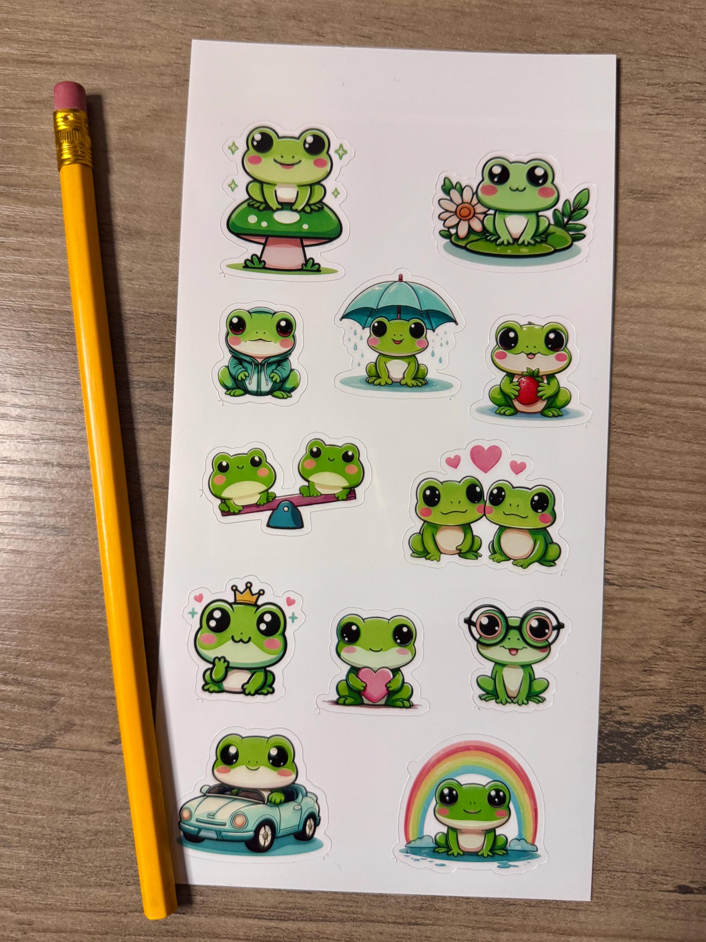 Kawaii Frogs Sticker Sheet, Cute Frog Stickers, Waterproof Stickers - Etsy