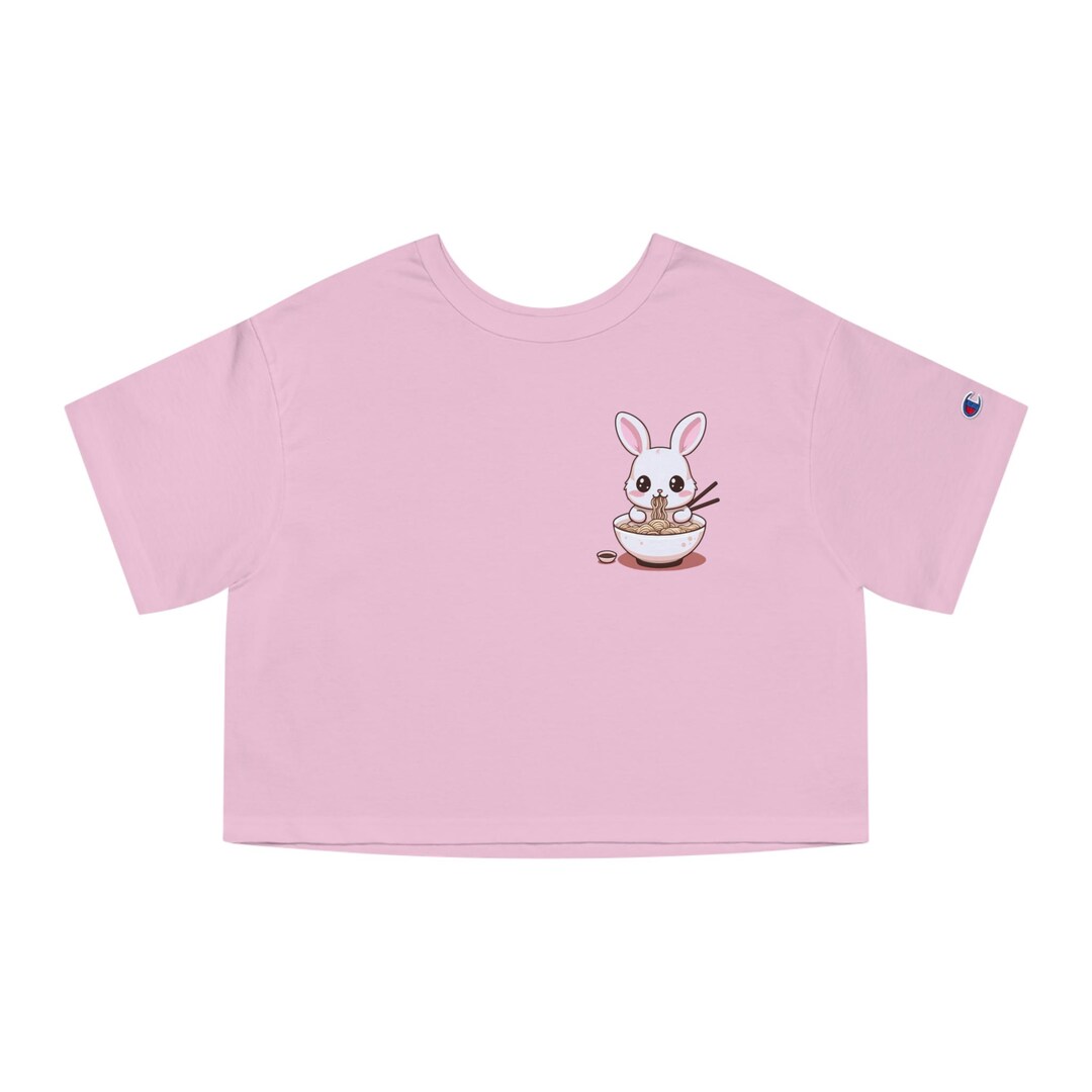 Kawaii Bunny Cropped T-shirt, Kawaii Ramen Crop Top, Pastel Bunny Cute ...