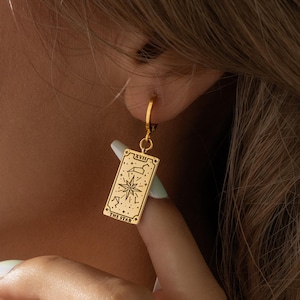 Pendientes de tarot combinados y combinados, pendientes de cartas del tarot en oro y plata, joyas de tarot, regalo místico significativo, regalo inspirador, baraja de cartas del tarot