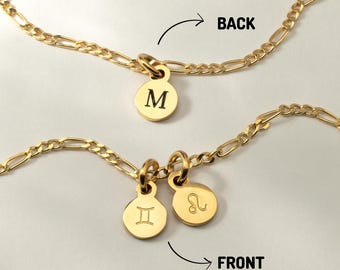 Engravable Zodiac Necklace, Tiny Zodiac Charm Necklace, Scorpio Necklace, Leo Necklace, Libra Necklace, Virgo Necklace, Astrology Jewelry