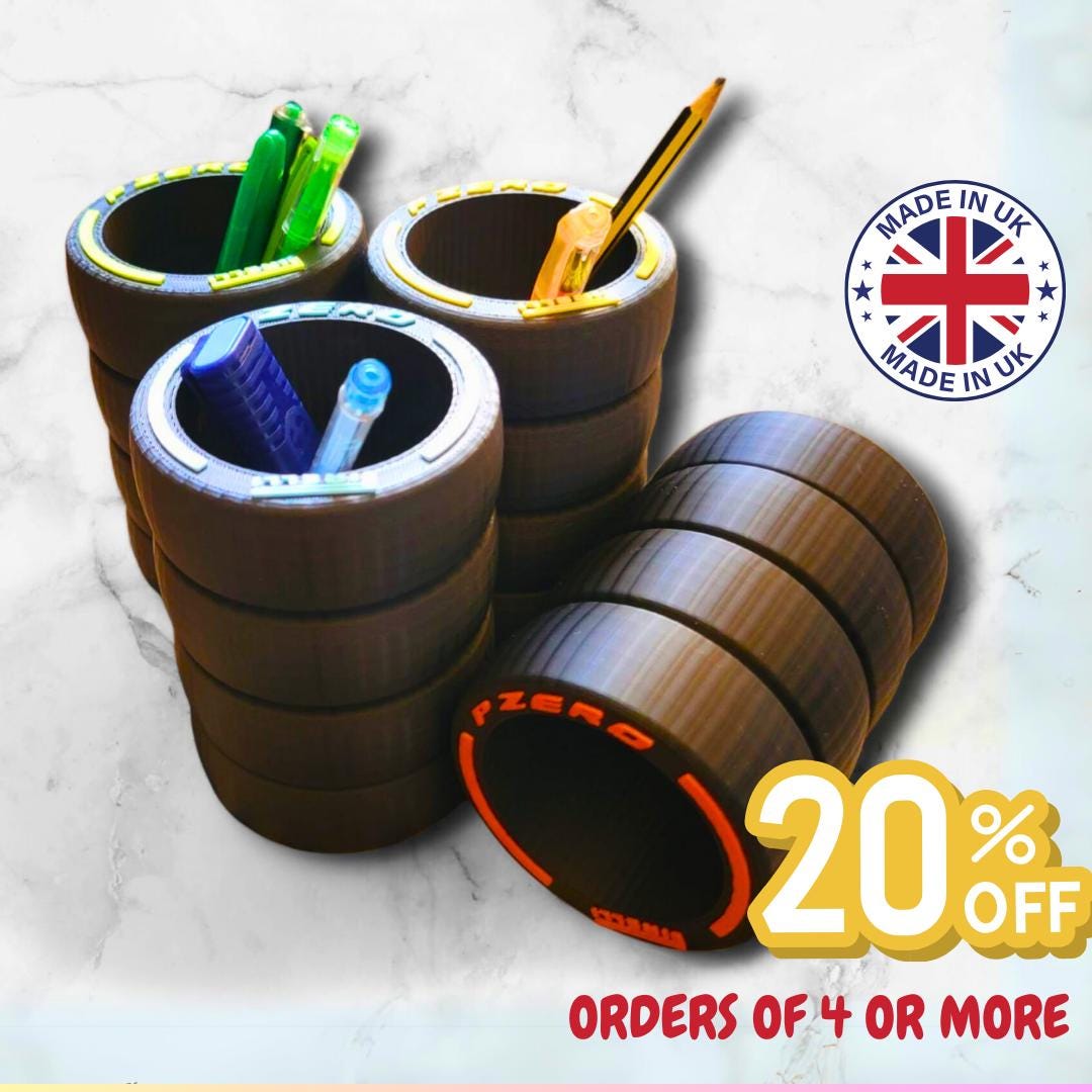 Formula One Pencil Holder Tire Stack Desk Organizer Racing Car Decor ...