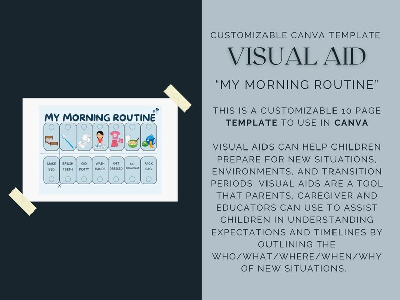 Morning Routine VISUAL SCHEDULE Customizable Template Instant Download ...