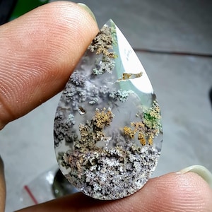 Scenic Moss Agate in Chalcedony Cabochon beautiful for pendant handrafted for enamel for handicraft gift year end new year gift - A100