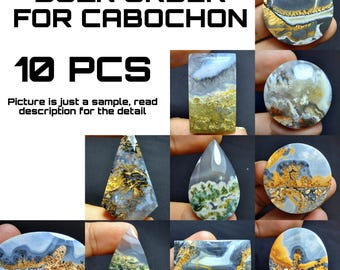 Pedido al por mayor de 10 piezas de jaspe maligano escénico y ágata musgosa escénica, jaspe con imagen, piedra de paisaje natural, cristal curativo raro, envoltura de alambre