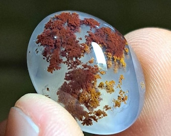 Scenic Moss Agate in Chalcedony Cabochon Top Grade Natural  beautiful for pendant for ring jewelry making gift  rare find gemstone - A16