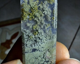 Scenic Moss Agate in Chalcedony Cabochon beautiful for pendant for ring engagement jewelry making rare find gemstone - A34