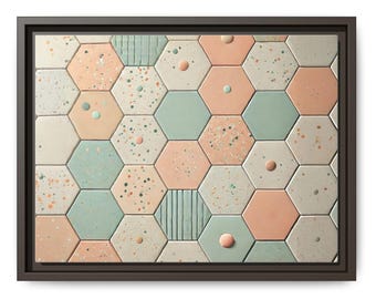 Pastel Hexagon Tile Print: Geometric Abstract Wall Art, Modern Decor