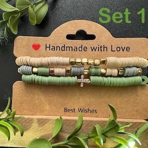 Faith Bracelet Stack Set | Heishi Bracelet | Beaded Bracelet | Bracelet Set | Custom Bracelet | Cross | Faith | Jesus