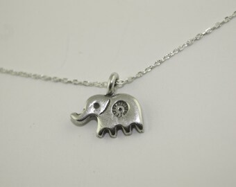 Elephant Necklace, Sterling Silver or Gold Filled