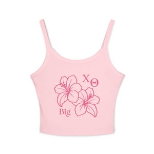 Custom Sorority Hibiscus Flower Tank - Pink Summer Sorority Top - Bid Day Tops - Blue Sorority Merch