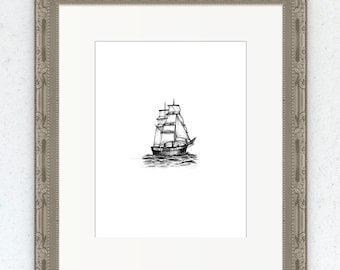 Tall Ship, Sketch in Pen