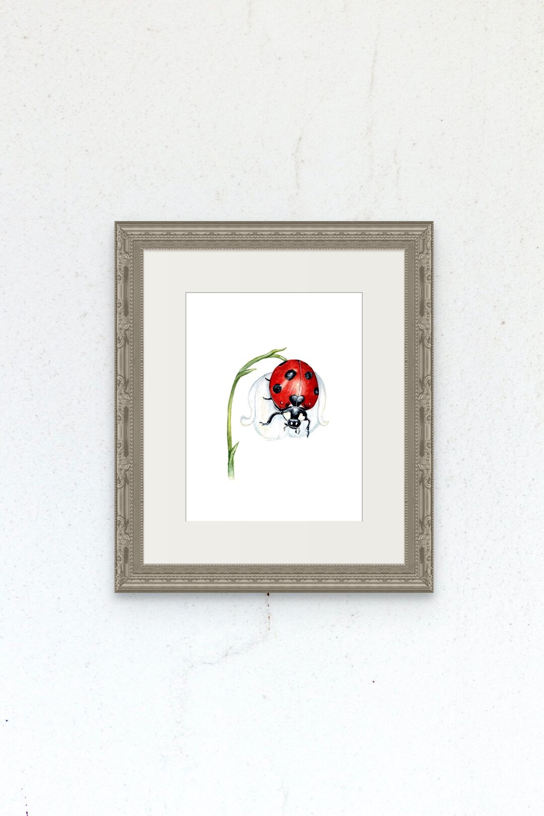 Ladybug Watercolor Print – Botanical Wall Art, Nature Insect Painting ...