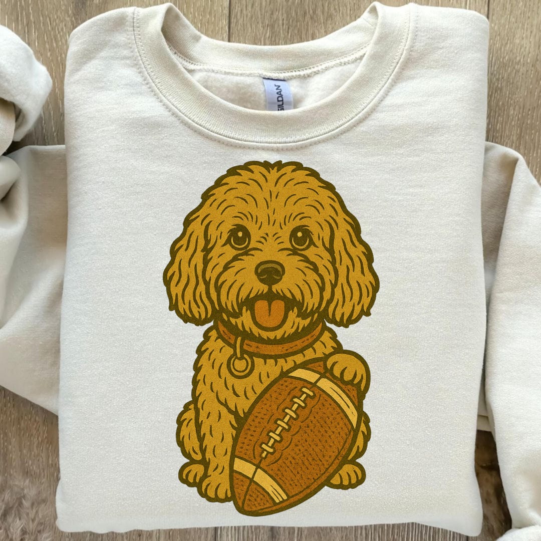 Football Cavapoo Dog Sweatshirt, Doodle Mom Vintage Crewneck ...