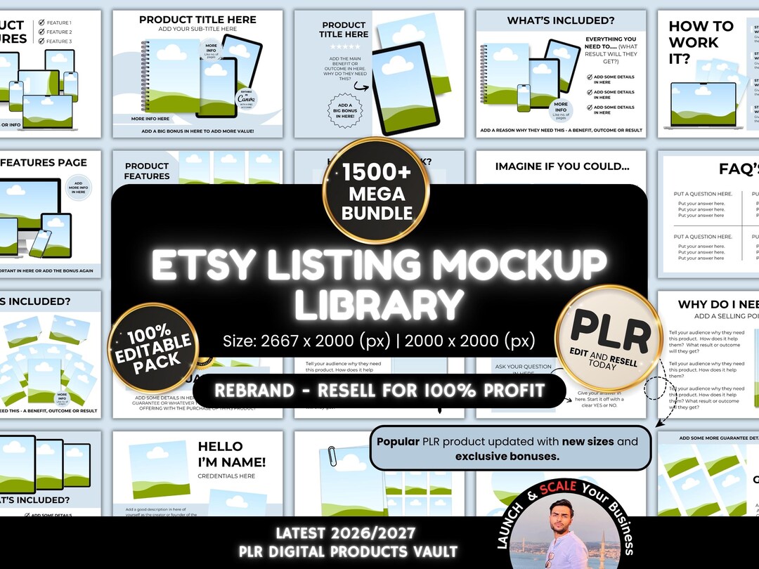 Etsy Listing Mockup Template Bundle for Digital Products, Editable ...