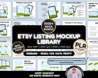 Etsy Listing Mockup Template Bundle for Digital Products, Editable Canva Mockups For Etsy Listing, DFY Etsy Product Image Mockup Templates