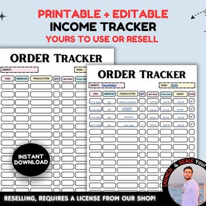 Order Tracker Printable: Small Business Sales Log (Digital Download)