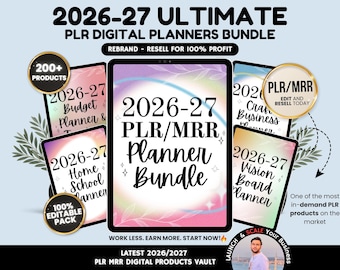 2026 PLR MRR Digital Planner Bundle, Canva Plr Templates, MRR Digital Products, 200+ Planners Templates, Resell Rights, Passive Income