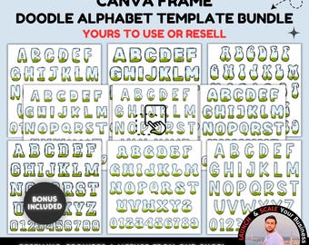 Editable Canva Doodle Alphabet: Uppercase Letters & Numbers (PNG)