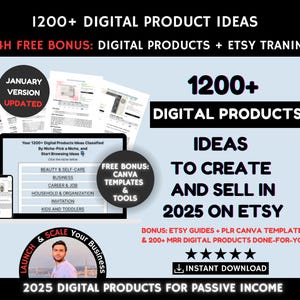 Ideen für digitale Produkte zum Verkauf für ein passives Einkommen, Bestseller Ideen für digitale Produkte zum Verkauf auf Etsy, 1000+ digitale Ideen 2025