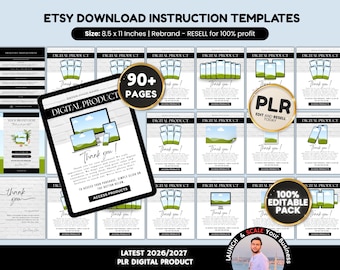 Canva Thank You Page Template, Editable Etsy Shop Download Link Instruction Canva Templates, Digital Product Download  Thank You Page PLR