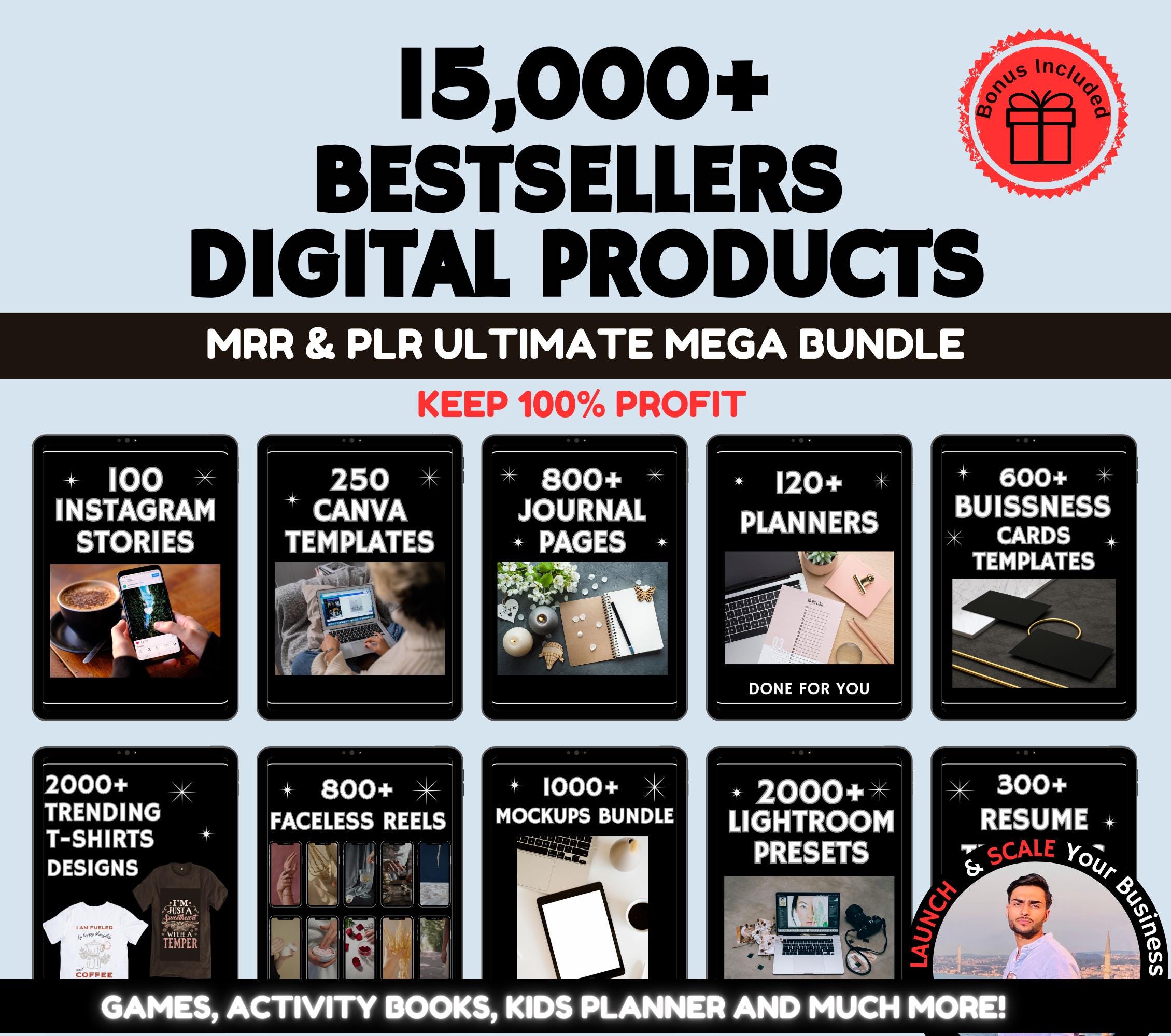 15000+ Resell Digital Products Bundle: PLR MRR Planners, Journals, Trackers