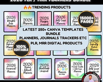2026 Plr Canva Template Bundle, 250+ Plr Mrr Digital Planners, Journals, Trackers, MRR Digital Products, Master Resell Rights PLR Templates
