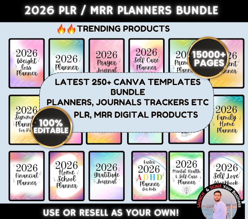 2026 Plr Canva Template Bundle, 250+ Plr Mrr Digital Planners, Journals ...