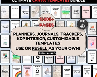 15000+ Pages Canva Template Bundle, Canva PLR Templates, Planners, Journals, Trackers, Printable, Master Resell Rights, MRR PLR Products