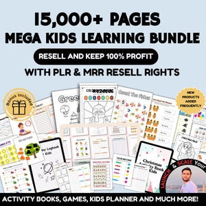 PLR Kids Education Resources Teachers Parents Worksheets For Kids Classroom Activities, DFY Digital Product Bundle MRR Master Resell Rights