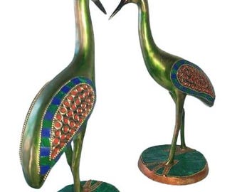 Elegant Brass Swan Set with Exquisite Hand-Painted Decoration - Luxury Home Decor