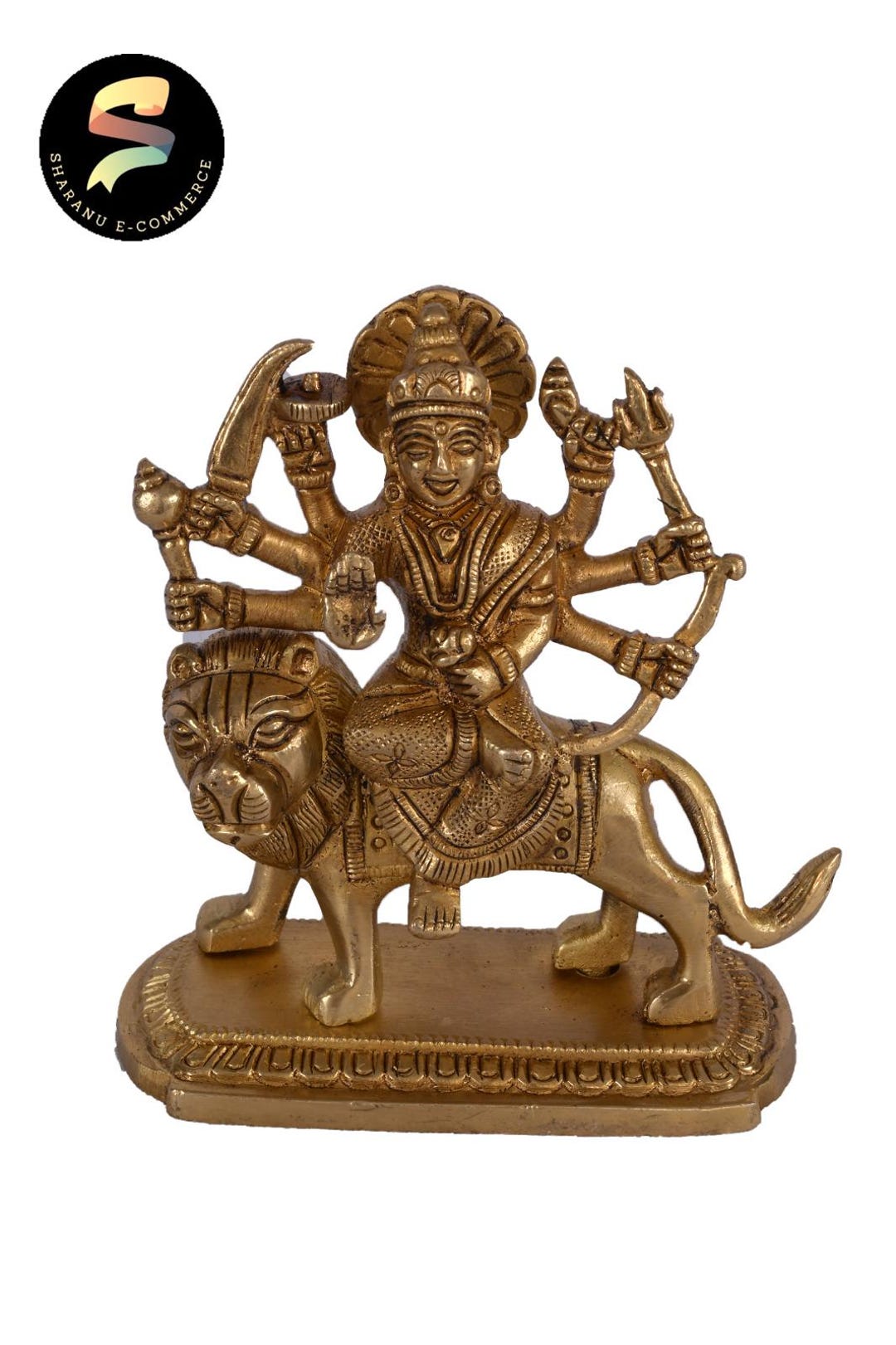 Statue Durga Maa En Laiton - Grande Taille 11x9 Pouces, 4,3 Kg - Neuf Pour Autel Ou Décoration