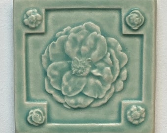 Camellia Art Tile Porcelain Wall Art Cottage Core Ceramic Flower